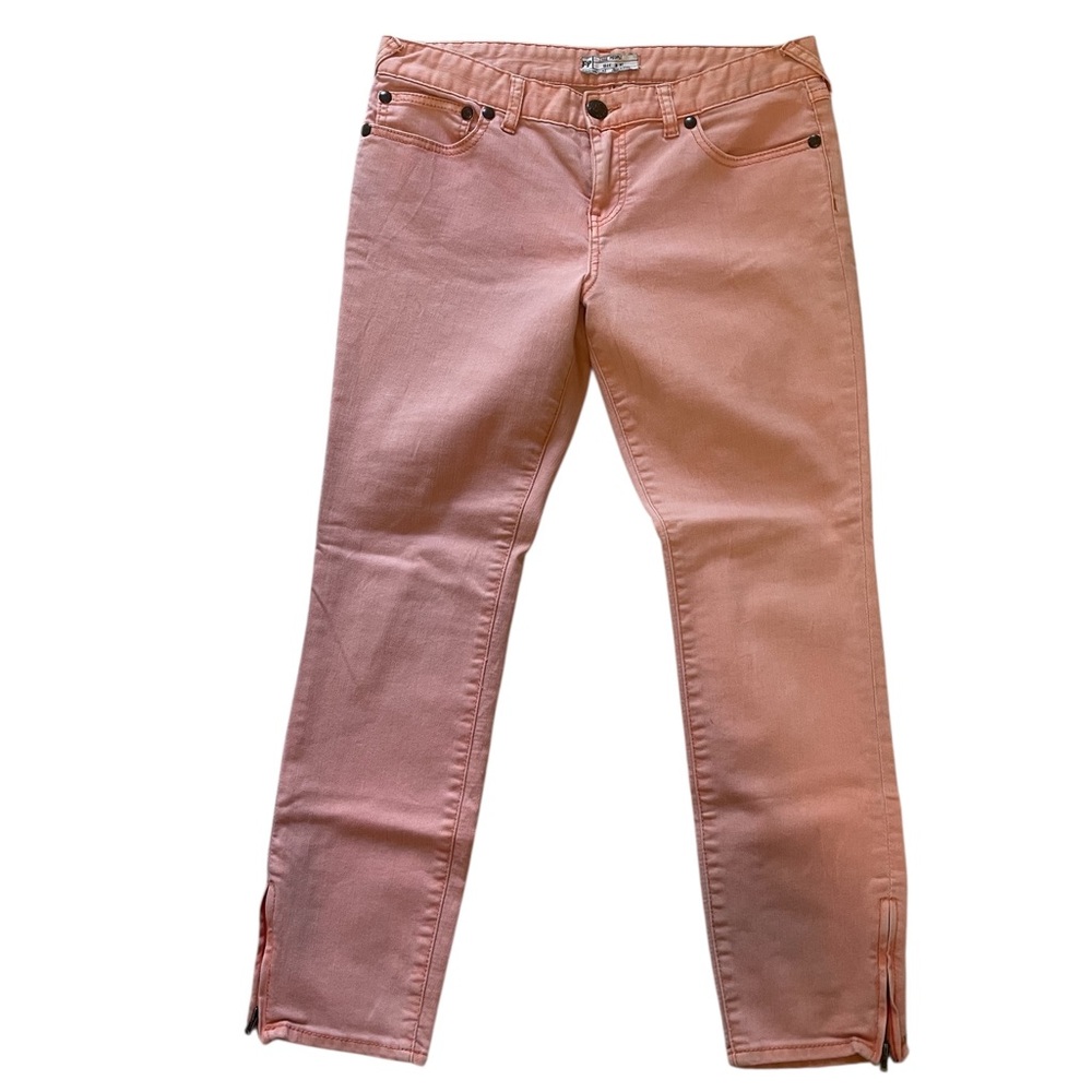 Free People Peach Skinny, mid rise Jeans, Ankle zipper, size 30 - Picture 7 of 7